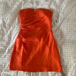 NWT Reformation abeni  linen dress in flame size 6